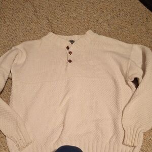 Women's Cream Sweater with Button Detail